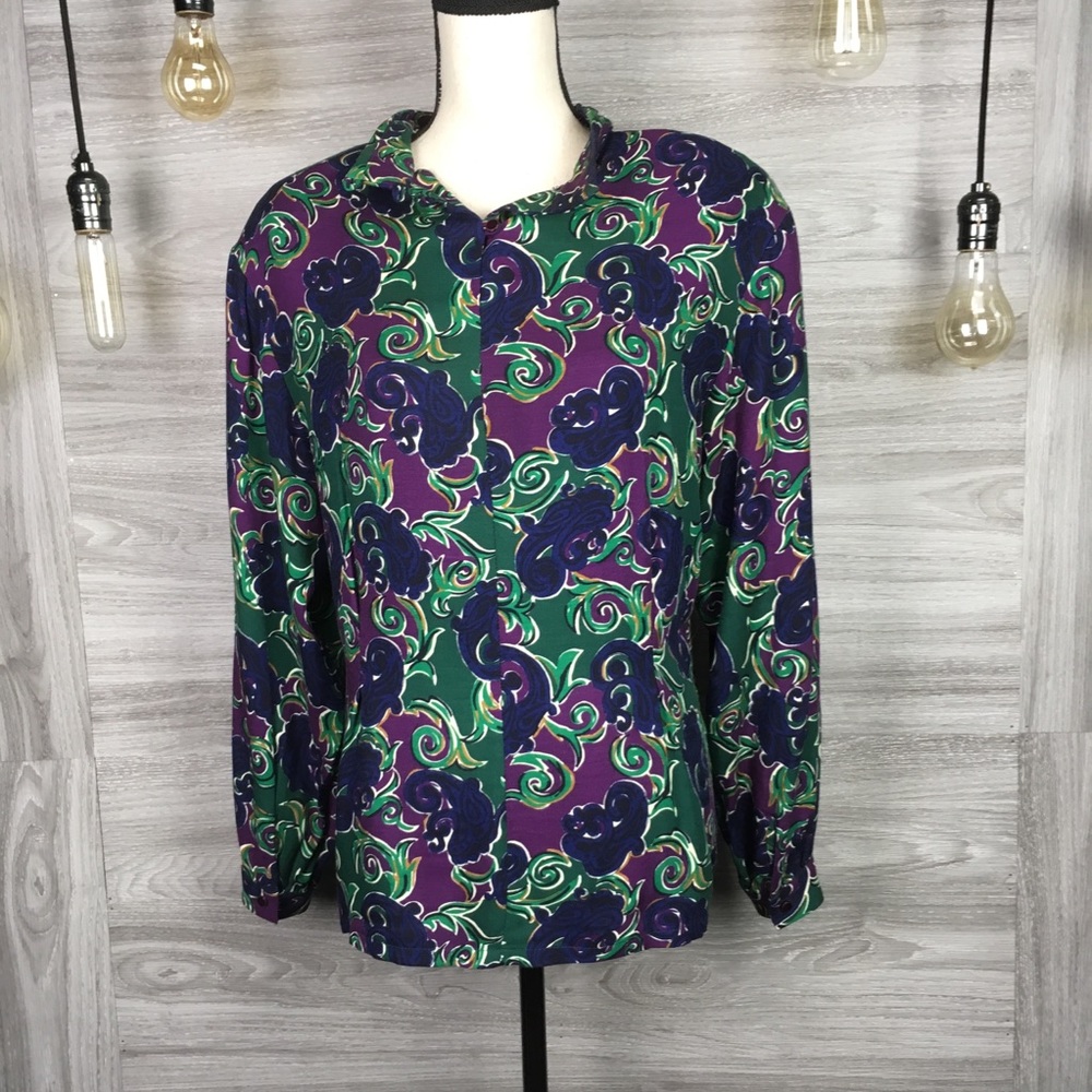 Vintage 70s Pendleton Floral Blouse Size 14